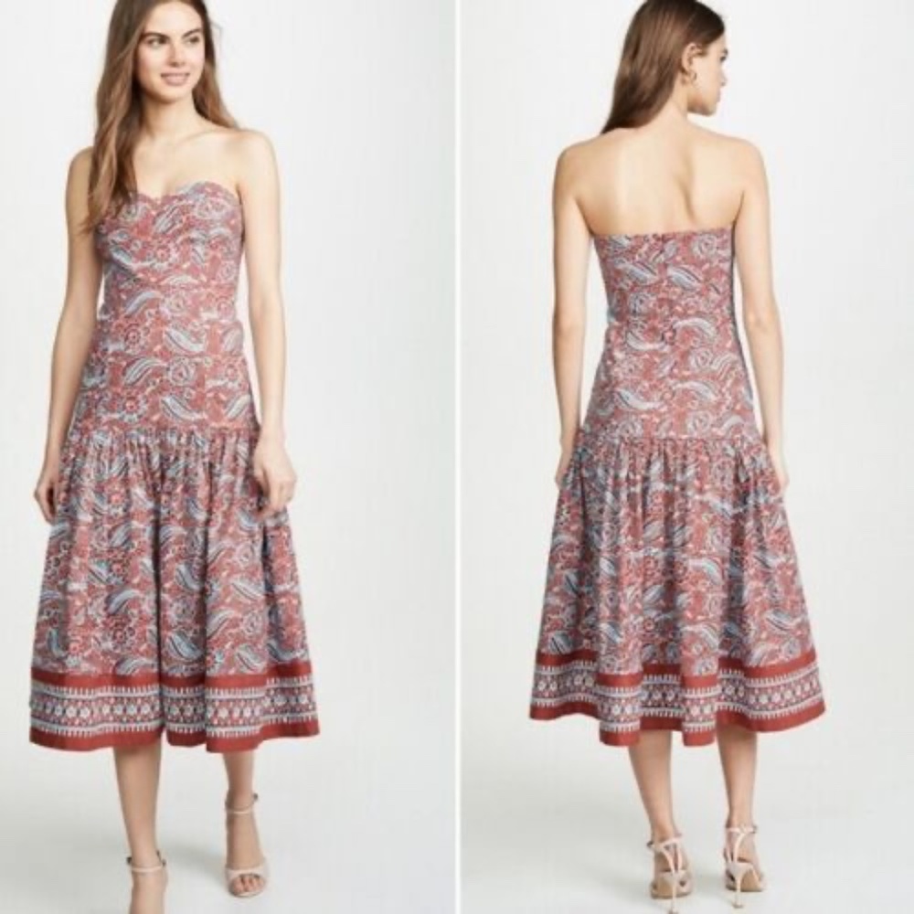 Veronica Beard Fiore Strapless Midi Dress Floral Print, Sz 6 (Worn once)